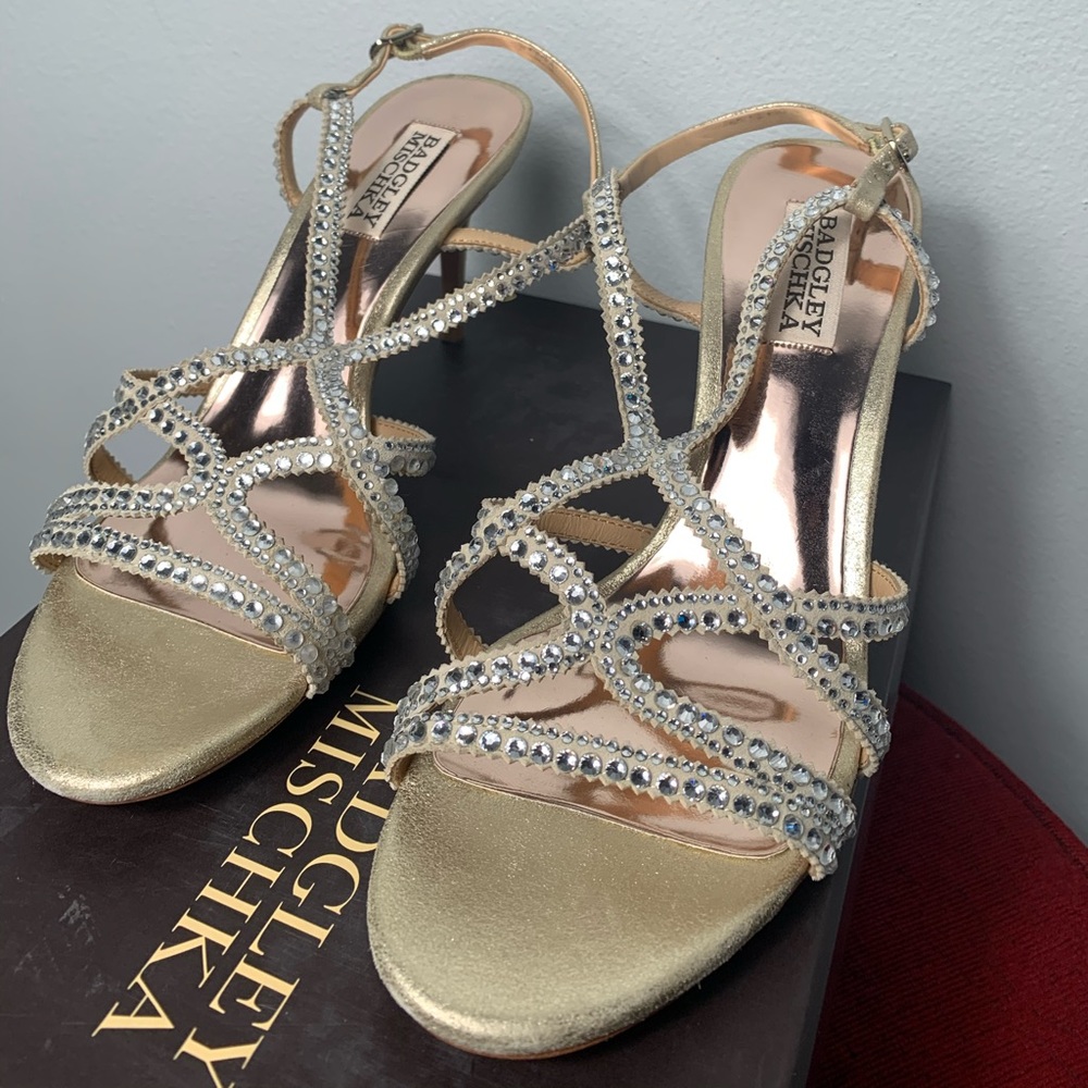 Badgley Mischka “Wilde” Heels Embellished Sandal